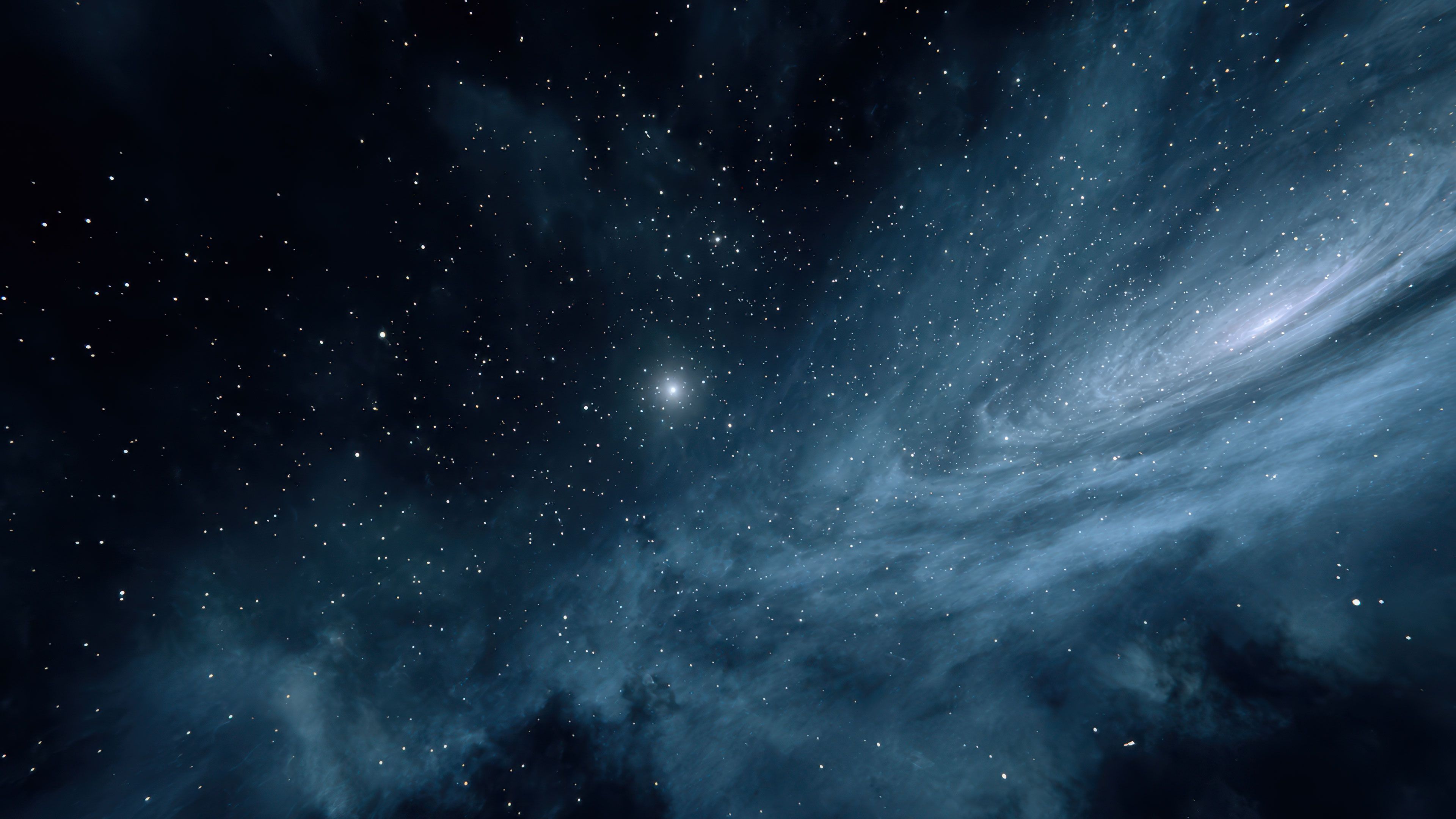 Deep Space Blue Nebula Stars Wallpaper