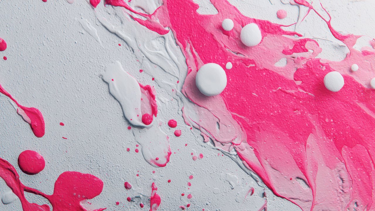 Dynamic Pink White Abstract Paint Wallpaper