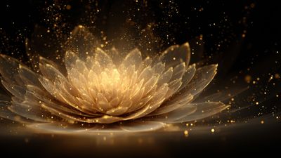 Luxurious Abstract Golden Flower Dark Background Wallpaper