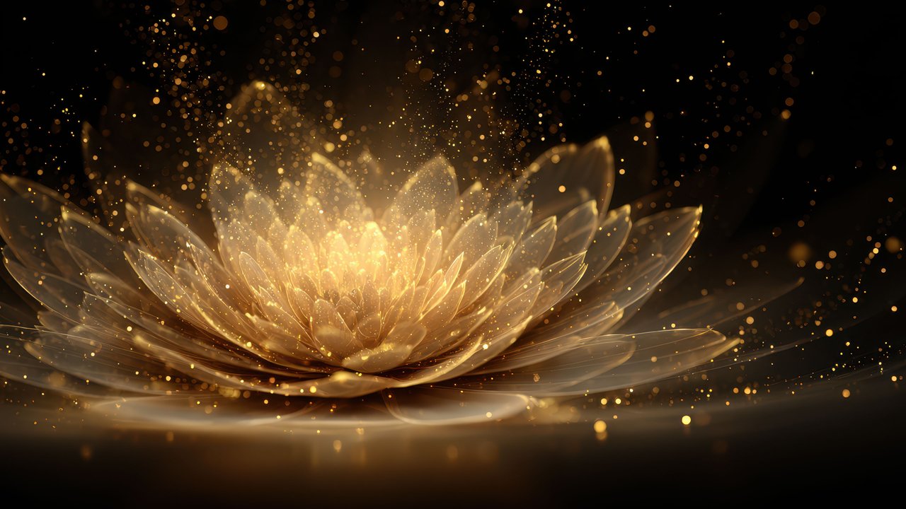 Luxurious Abstract Golden Flower Dark Background Wallpaper