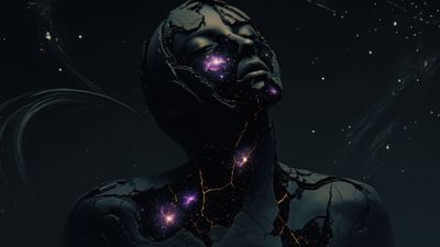 Cosmic Goddess Black Starstone Cracked Galaxy Wallpaper