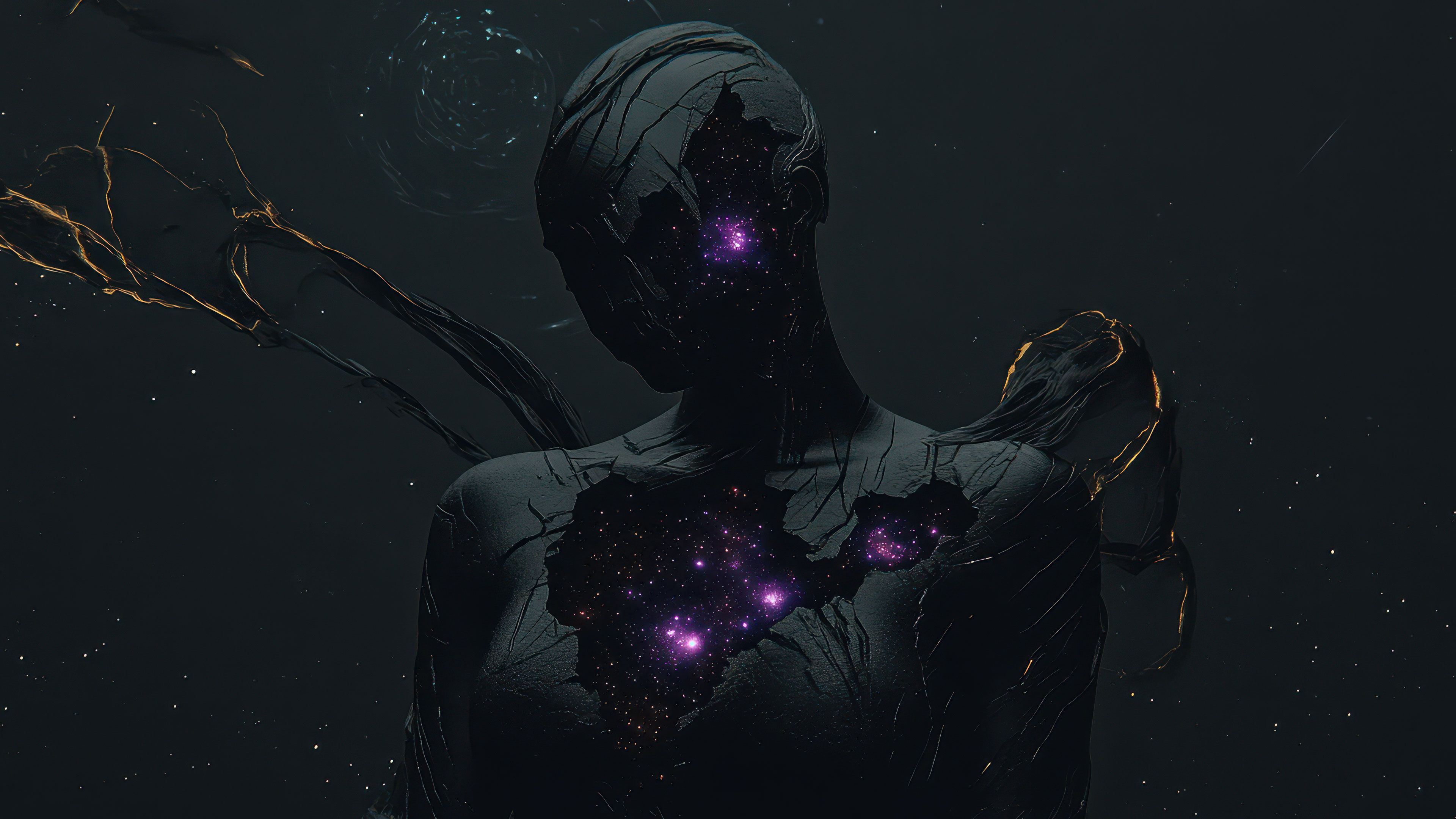 Black Starstone Cosmic Goddess Galaxy Wallpaper