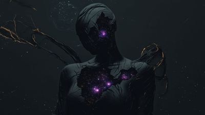 Black Starstone Cosmic Goddess Galaxy Wallpaper