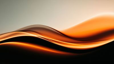 Dynamic Tranquil Abstract Digitl Art With Glowing Orange Waves Wallpaper