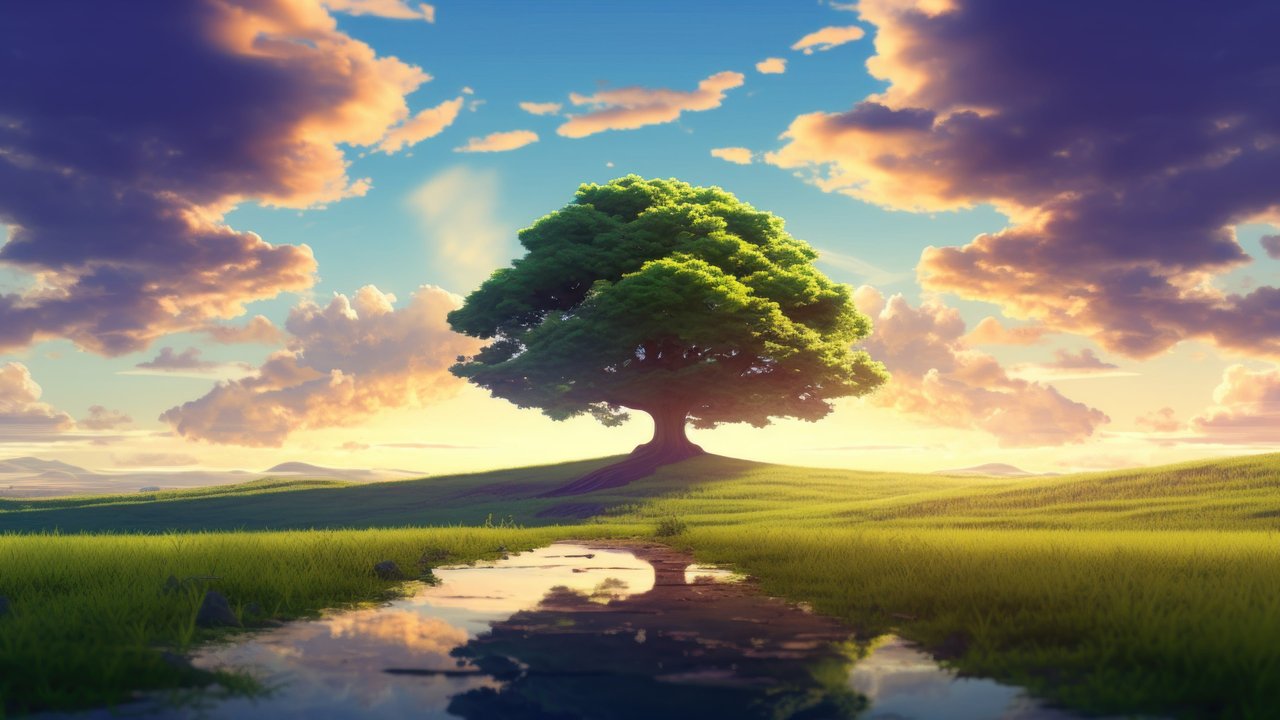 Tree Bathed In Sunlight 4K Wallpaper
