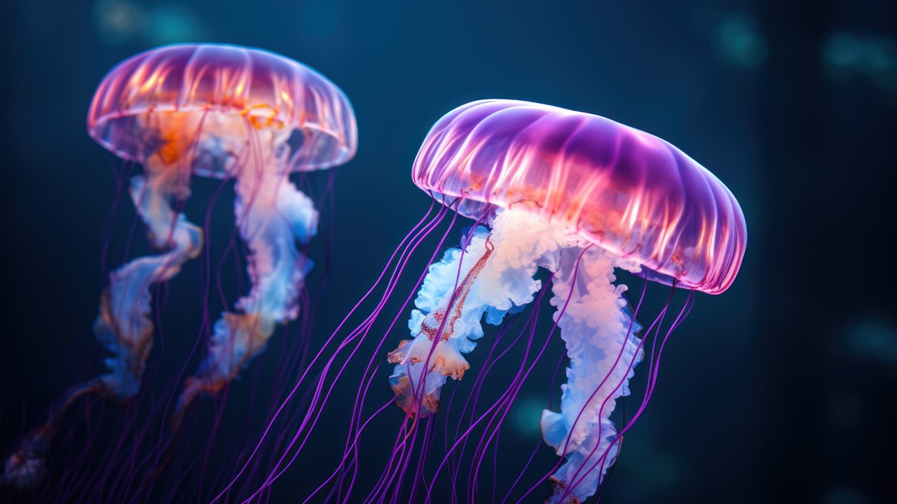 Jellyfish In The Deep Sea 4K Wallpaper