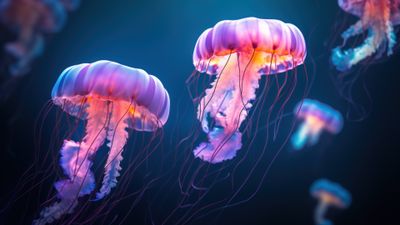 Jellyfish In The Deep Sea 4K Wallpaper