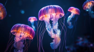 Jellyfish In The Deep Sea 4K Wallpaper