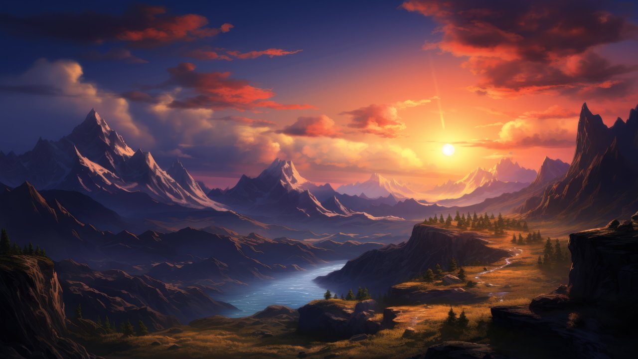 Sunset Mountains 4K Wallpaper