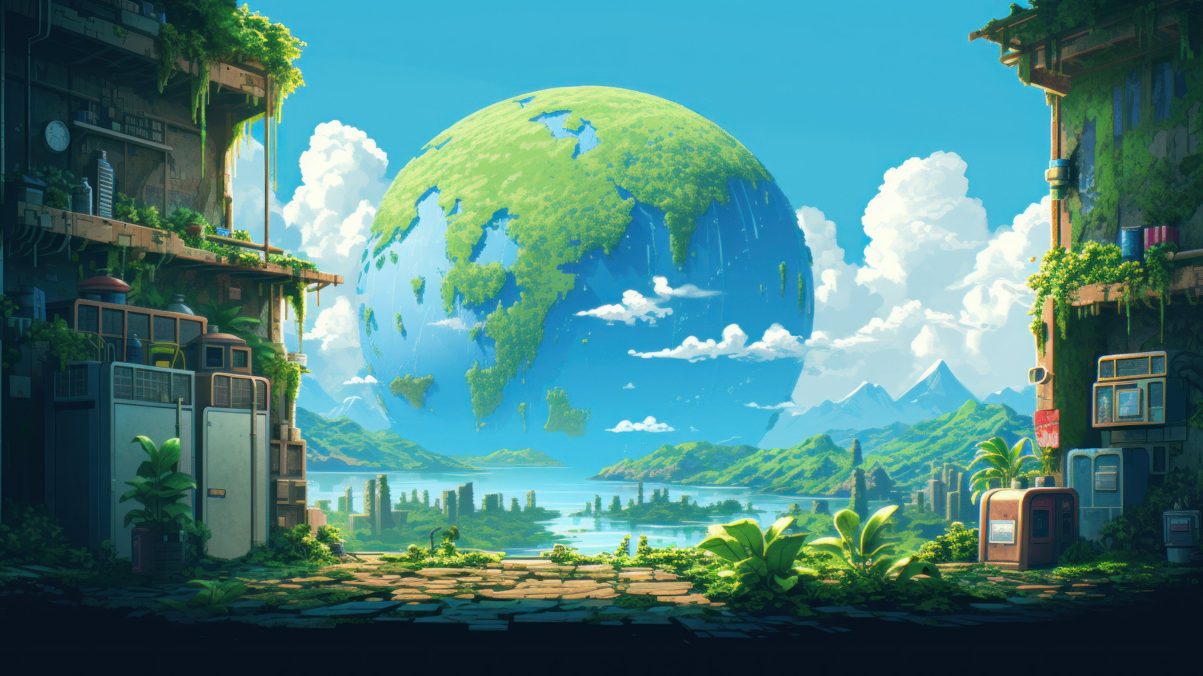 Planet Earth Pixel Art 4K Wallpaper