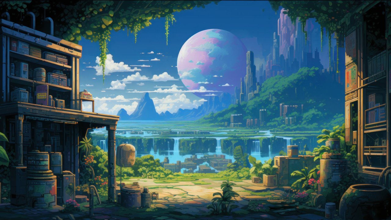 Fantasy Pixel World 4K Wallpaper
