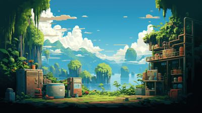 Nature Pixel Art 4K Wallpaper