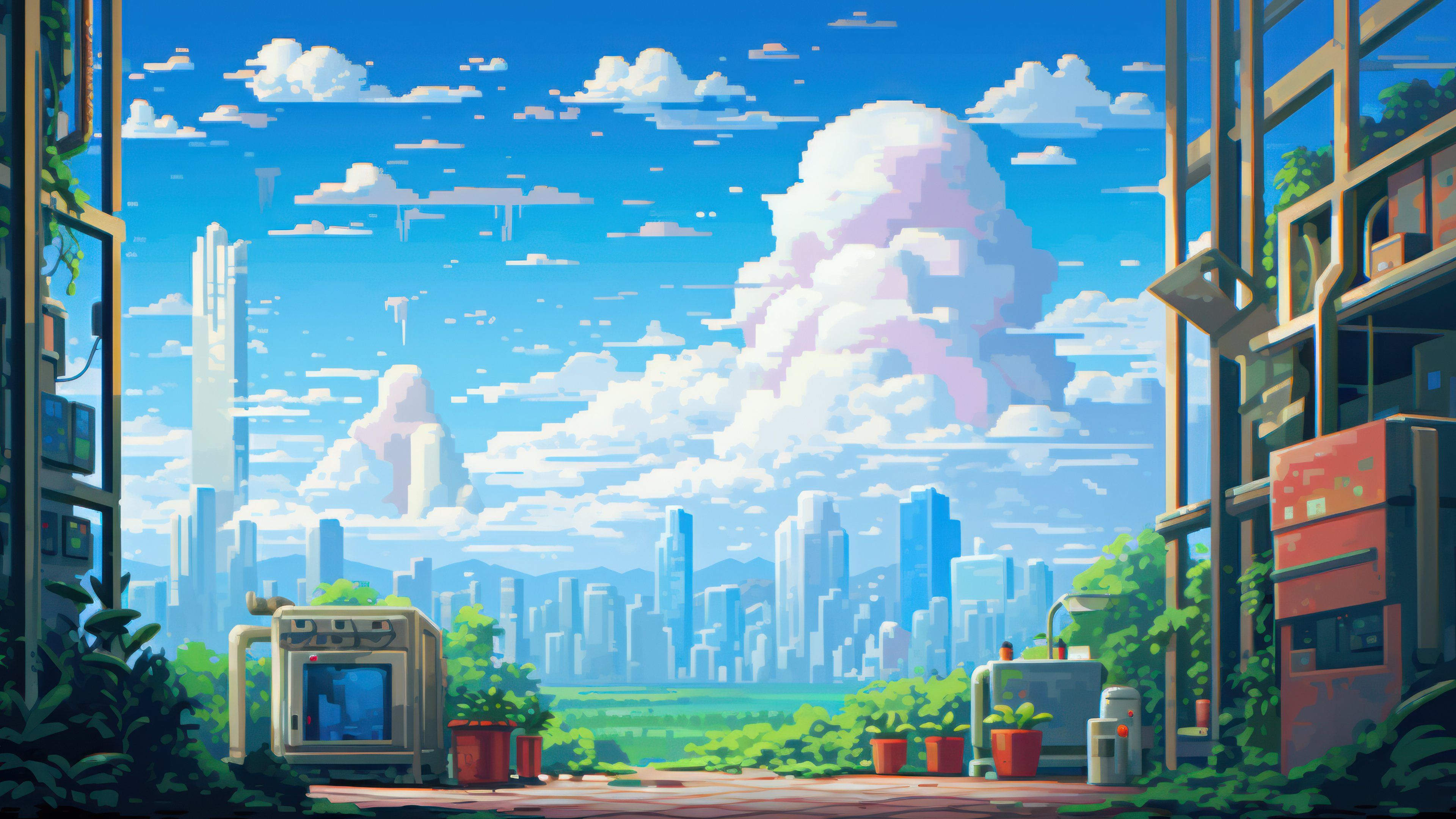 Retro Pixel Art 4K Wallpaper
