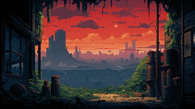 Evening Pixel Art 4K Wallpaper