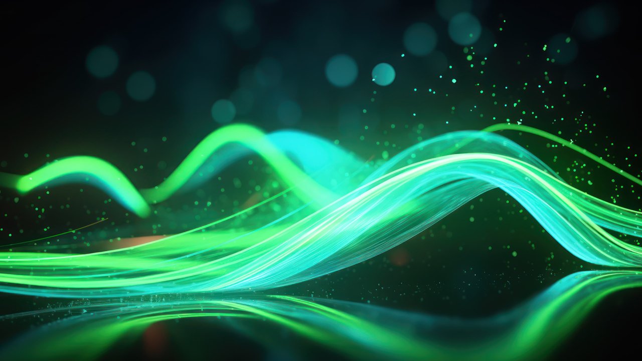 Abstract Futuristic Green Layers 4K Wallpaper