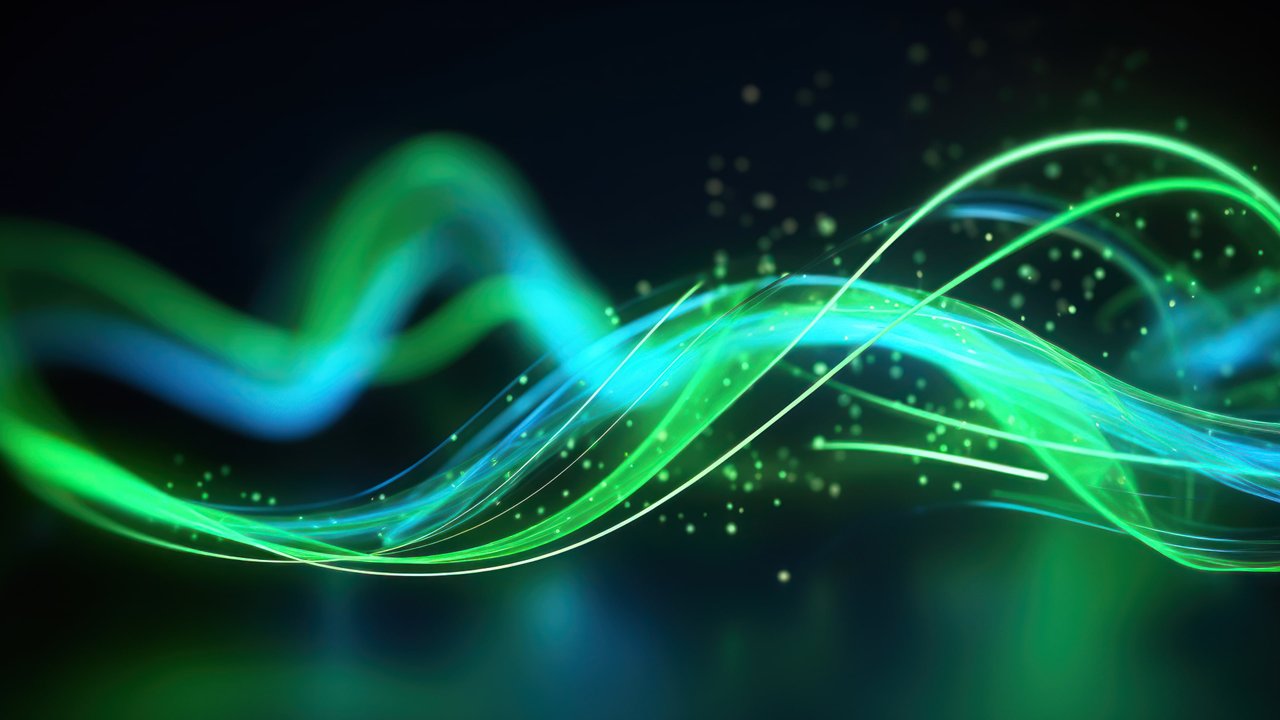 Abstract Glowy Green Layers 4K Wallpaper