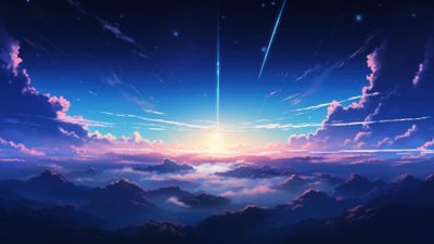 Anime Above Clouds Scenery 4K Wallpaper