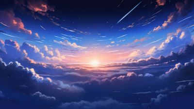Anime Sunset Sky 4K Wallpaper