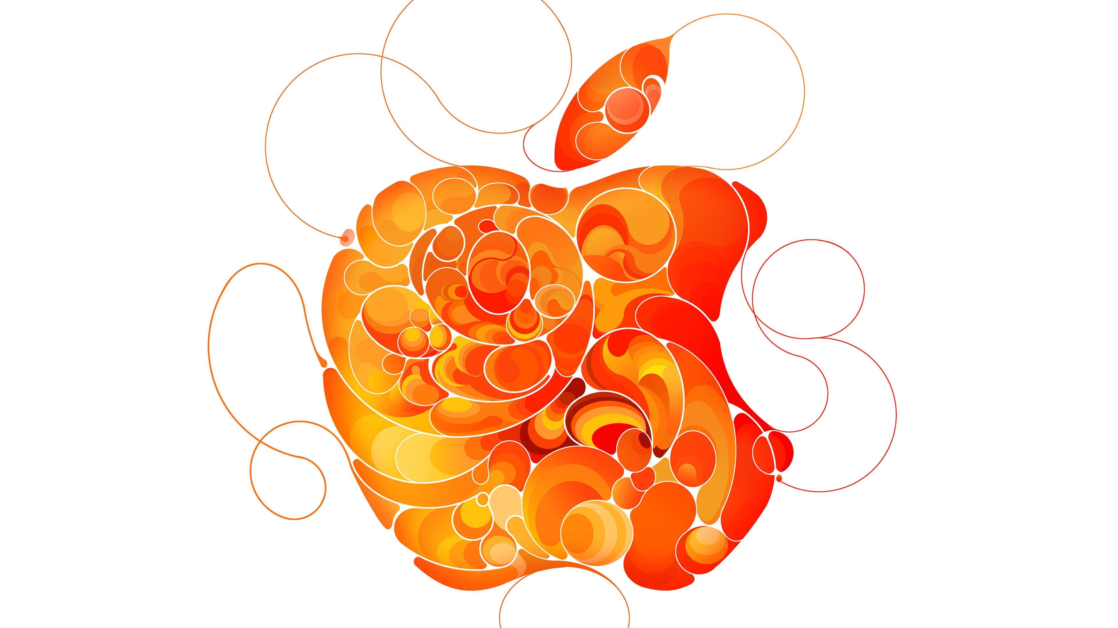 Orange Apple Logo 4K Wallpaper