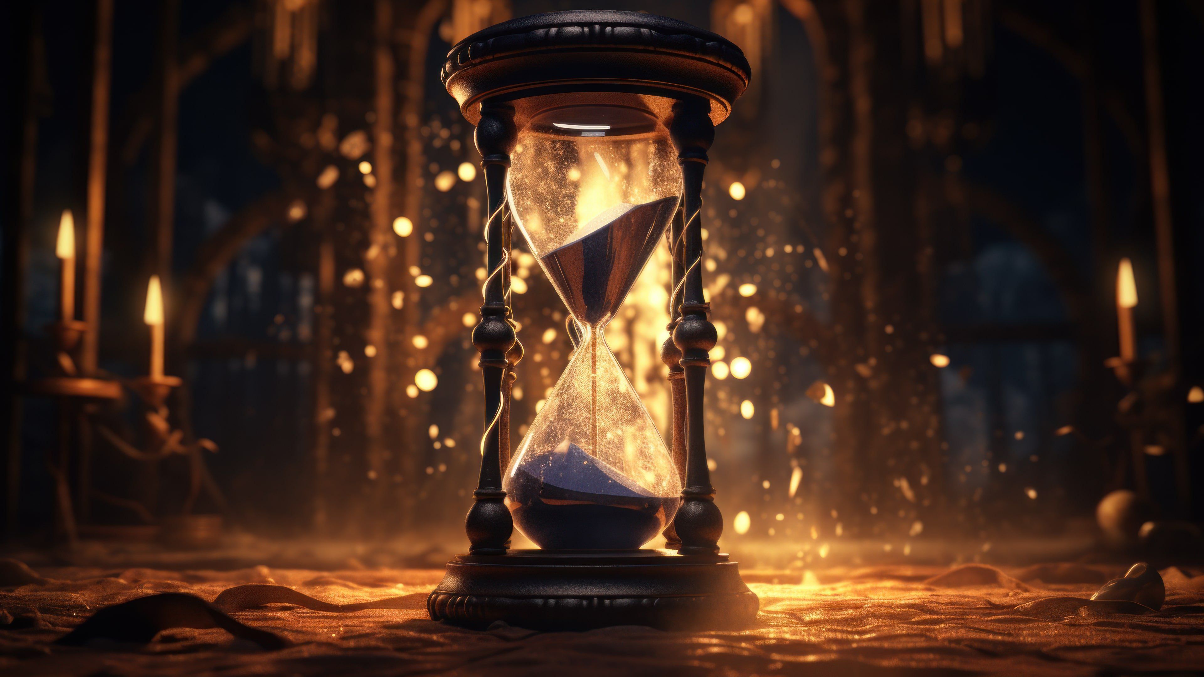 Golden Hourglass 4K Wallpaper