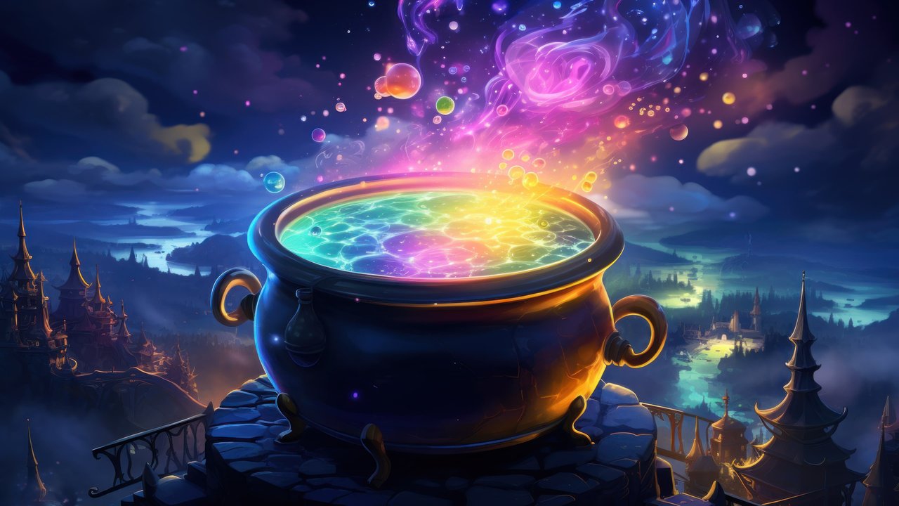 Colorful Halloween Magical Potion 4K Wallpaper