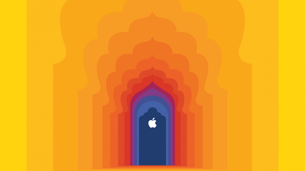 Apple Logo Doors 4K Wallpaper