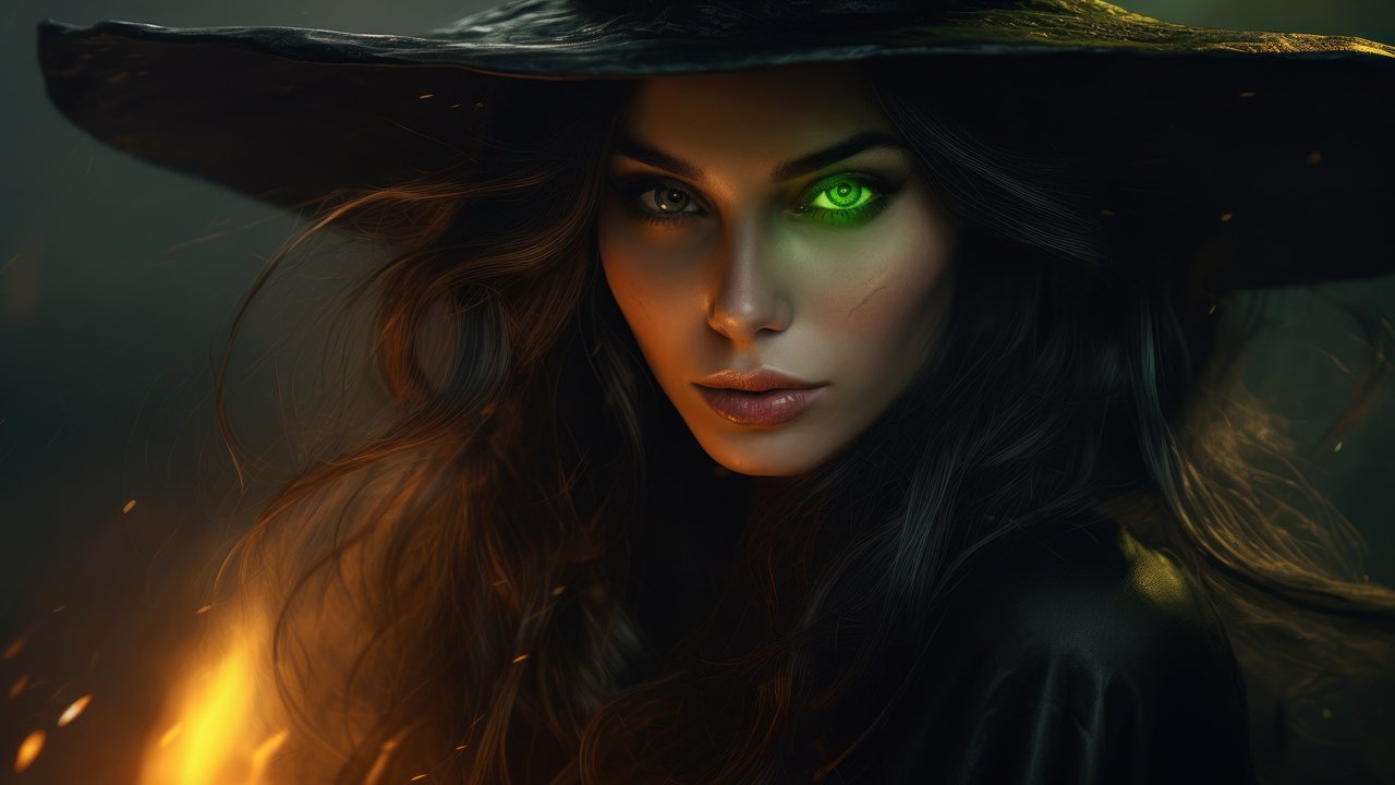 Halloween Witch Portrait 4K Wallpaper