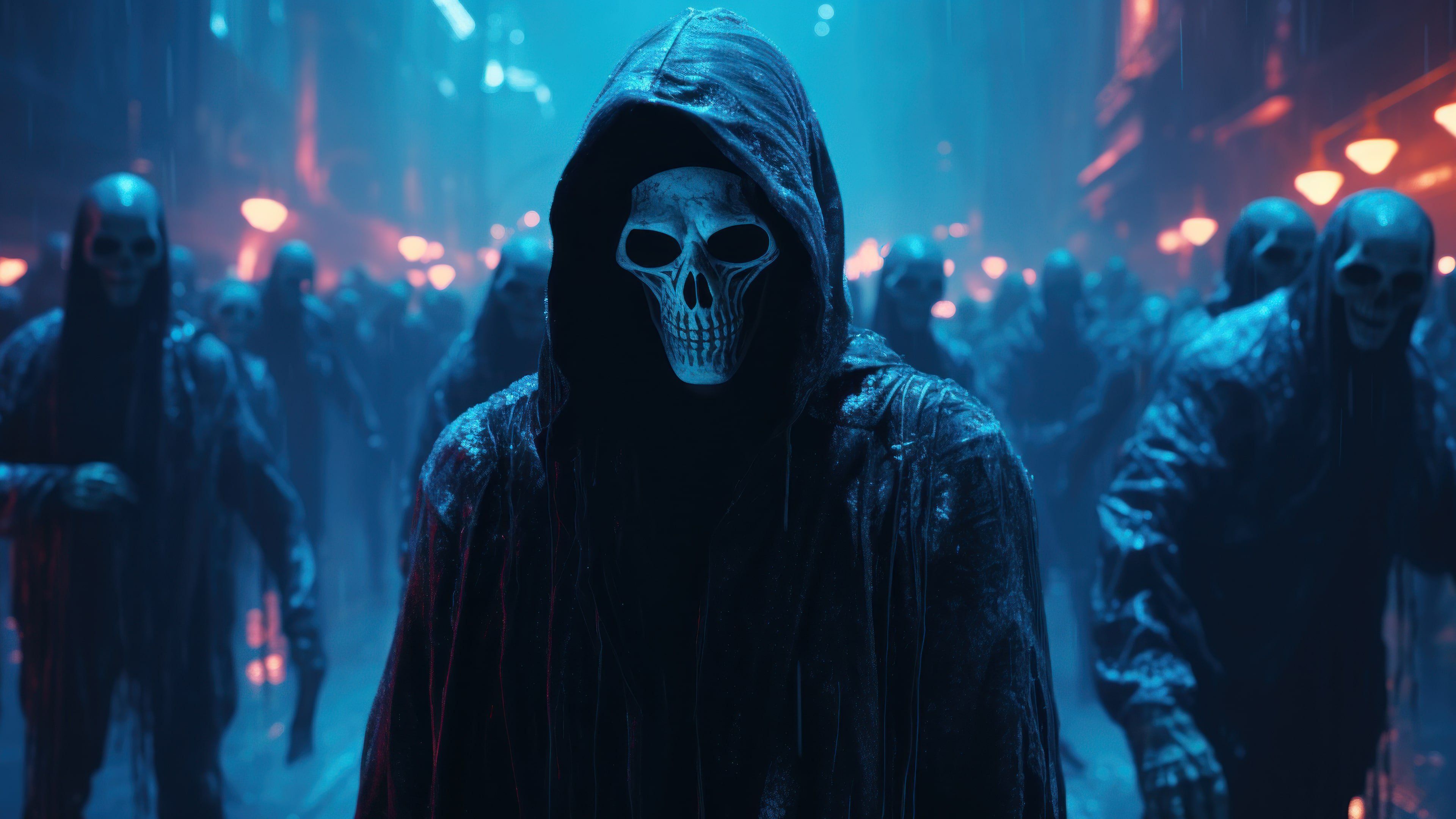 Halloween Neon Infused Spookfest 4K Wallpaper