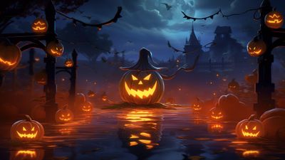 Spooky Halloween Pumpkins 4K Wallpaper