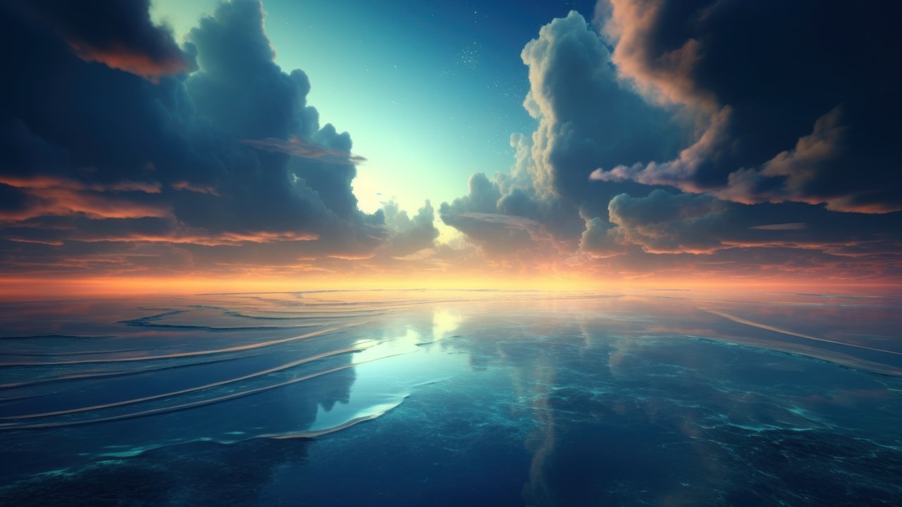 Sky Meets Sea Sunset 4K Wallpaper
