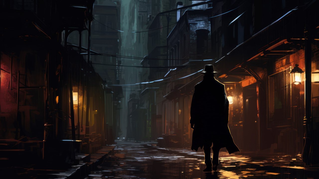 Figure In Black Wandering Through Alleyway 4K Wallpaper
