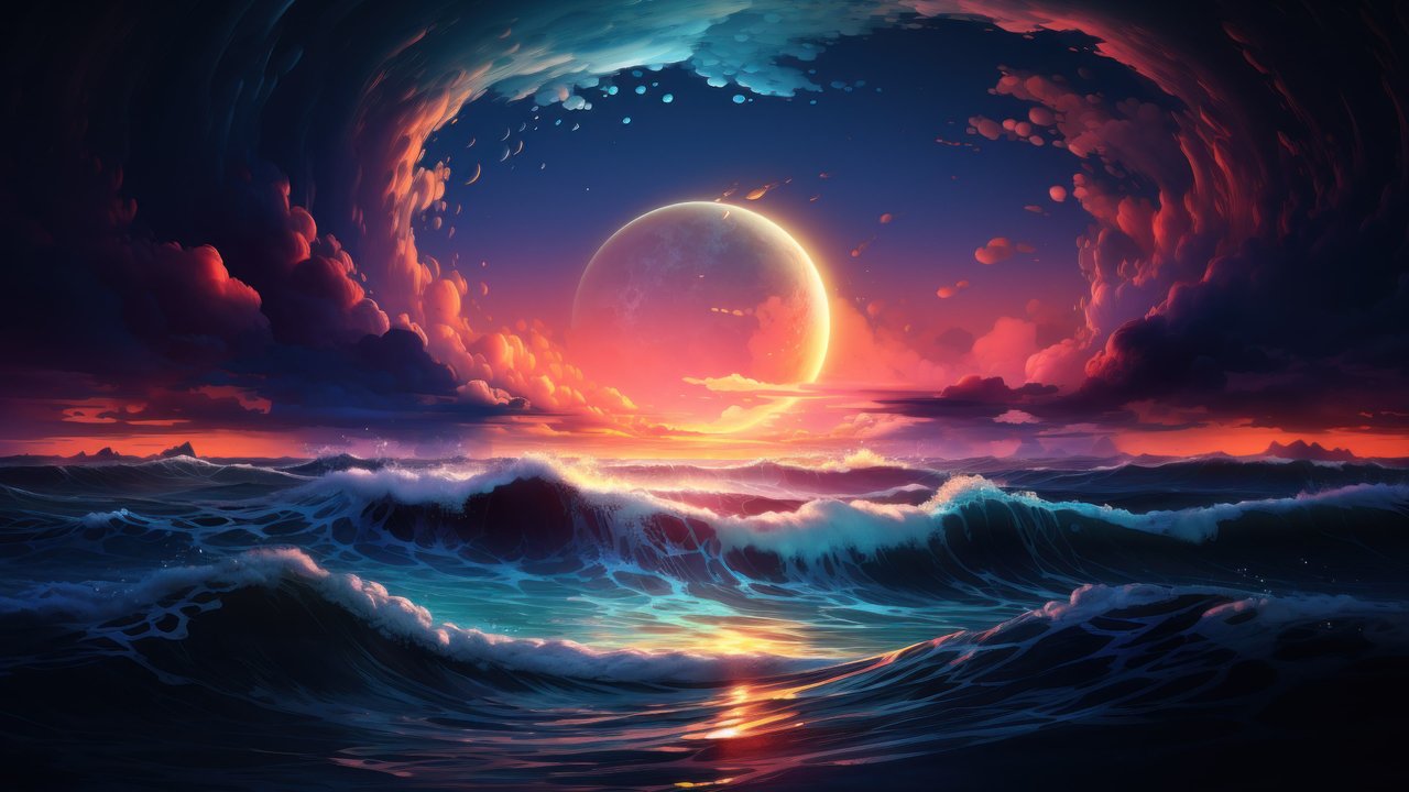 Dreamy Moonlit Ocean Waves 4K Wallpaper