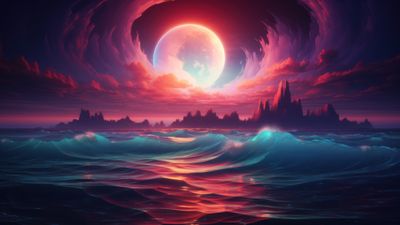Magical Wavy Ocean By The Moonlight 4K Wallpaper