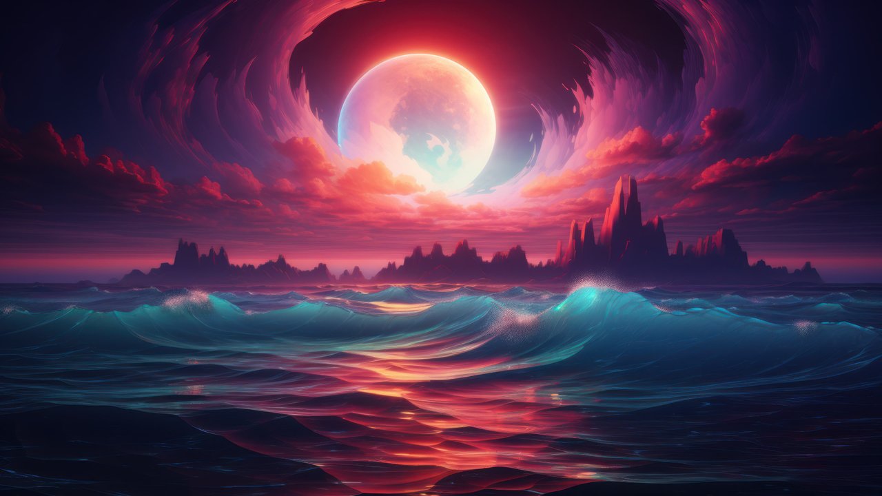 Magical Wavy Ocean By The Moonlight 4K Wallpaper