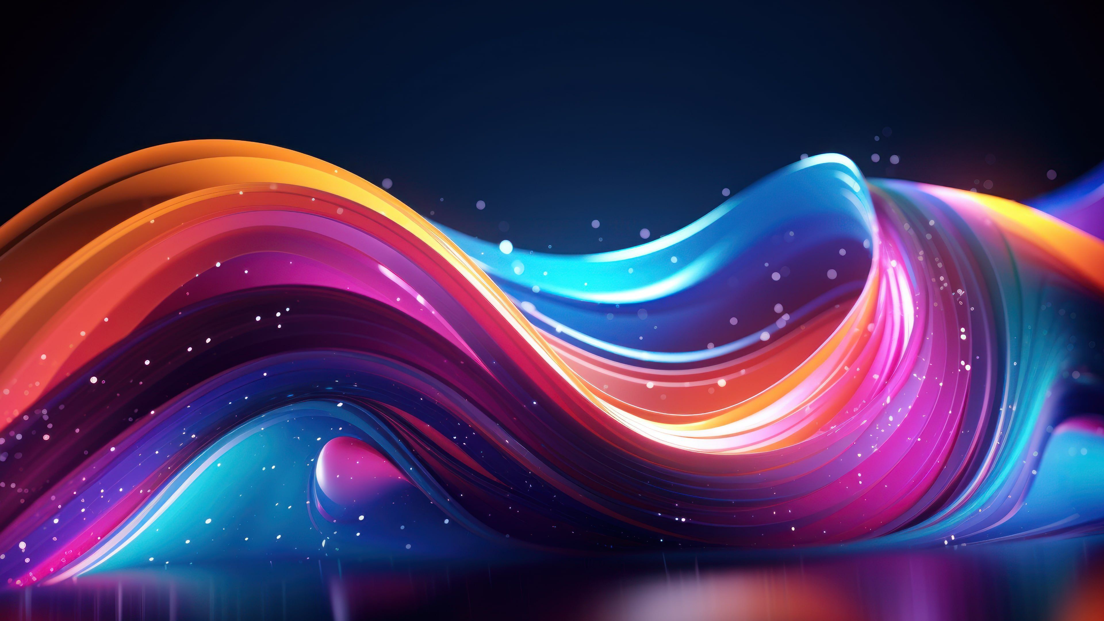 Abstract Neon Layers 4K Wallpaper