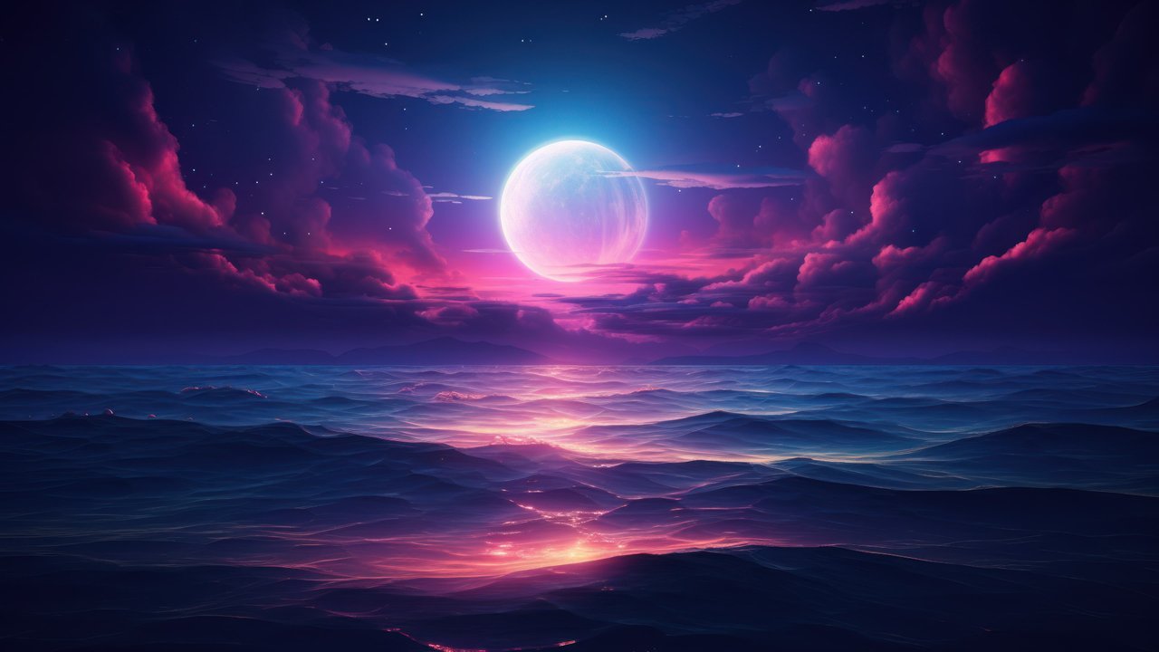 Moonlit Serene Sea Scenery 4K Wallpaper