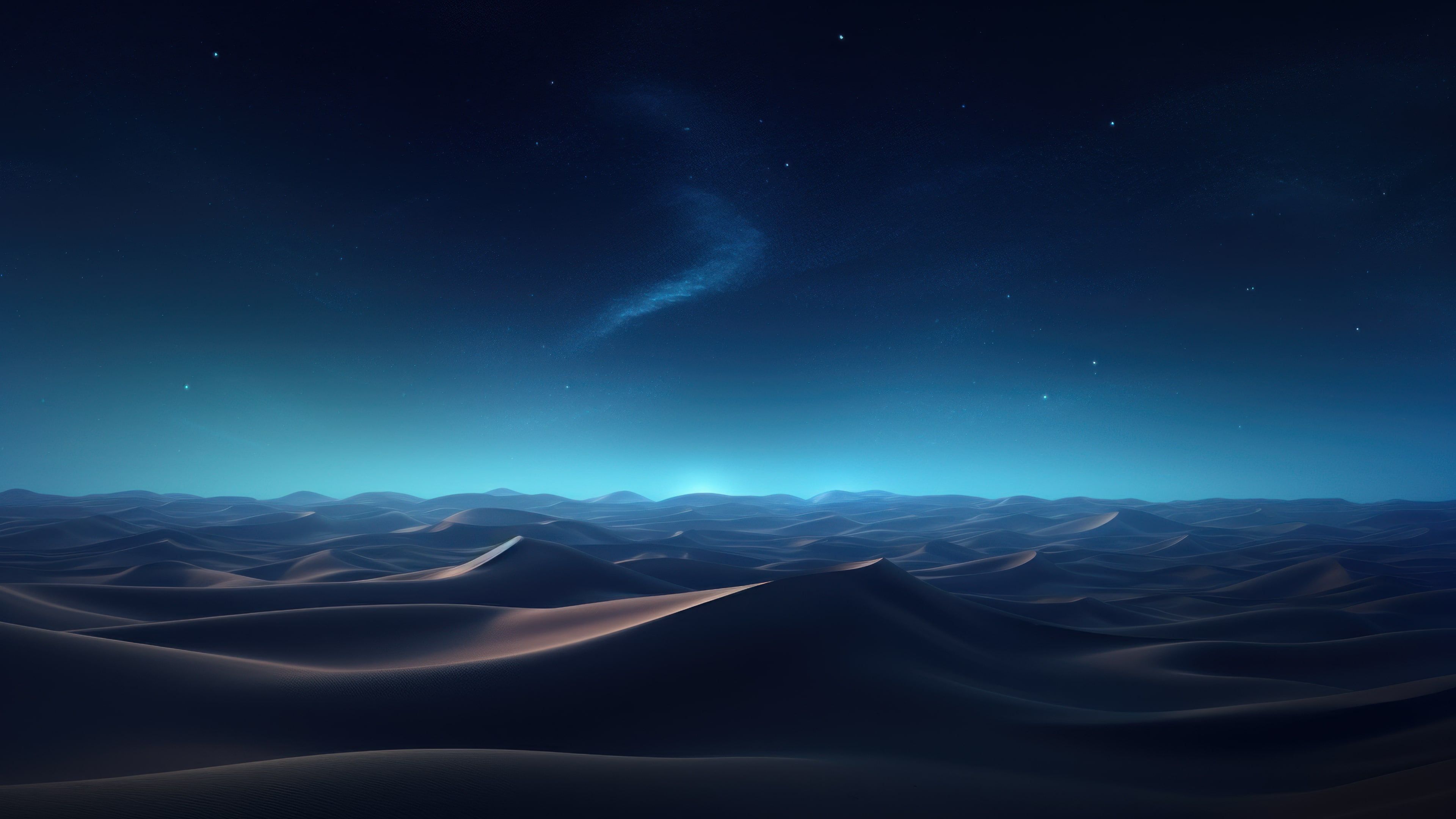 Deep Blue Sand Dunes 4K Wallpaper