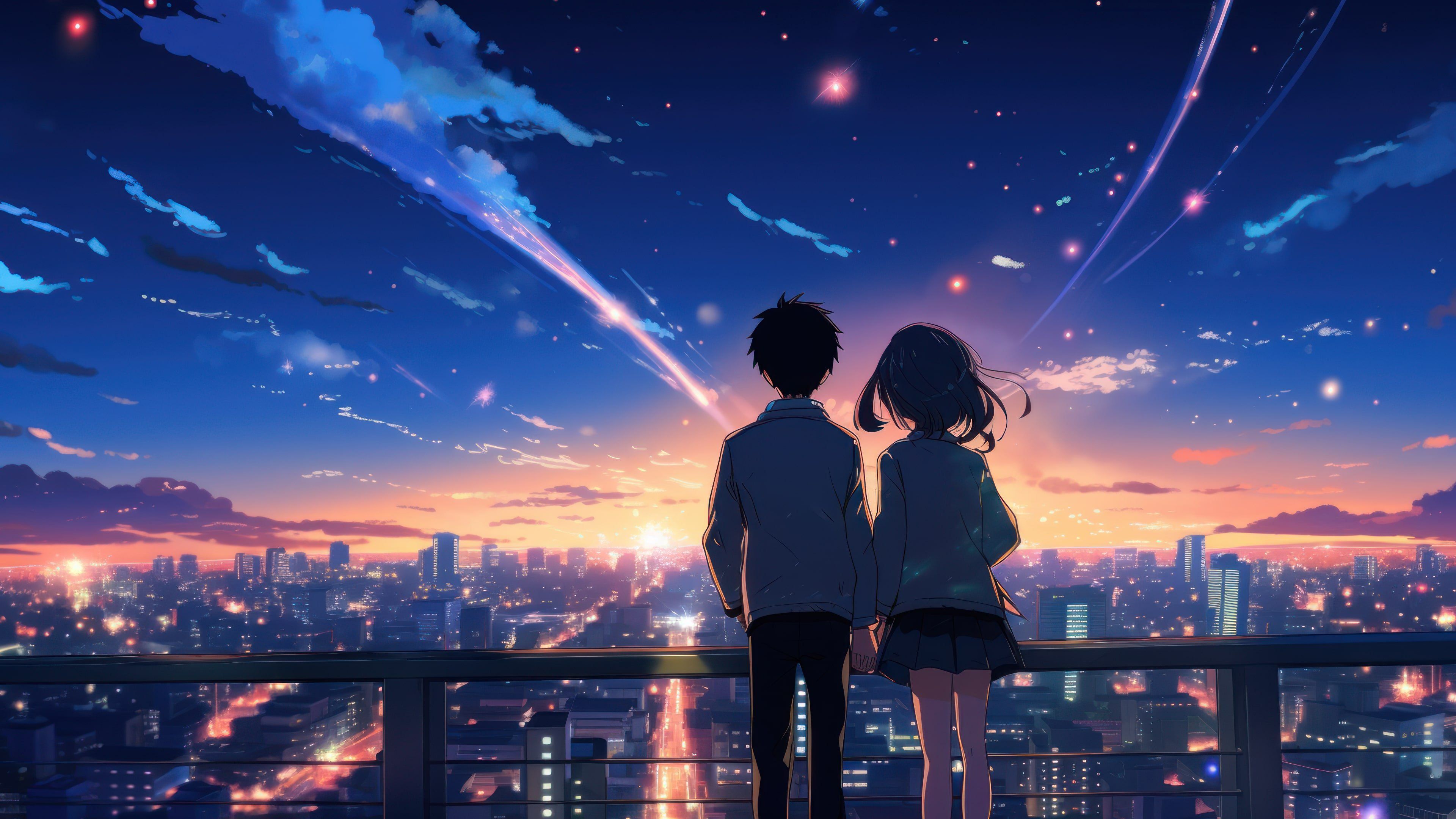 Anime Characters Sunset 4K Wallpaper