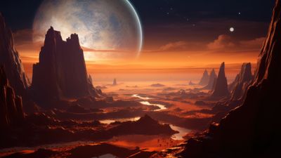 The Edge Of A Orange Tinted Canyon 4K Wallpaer