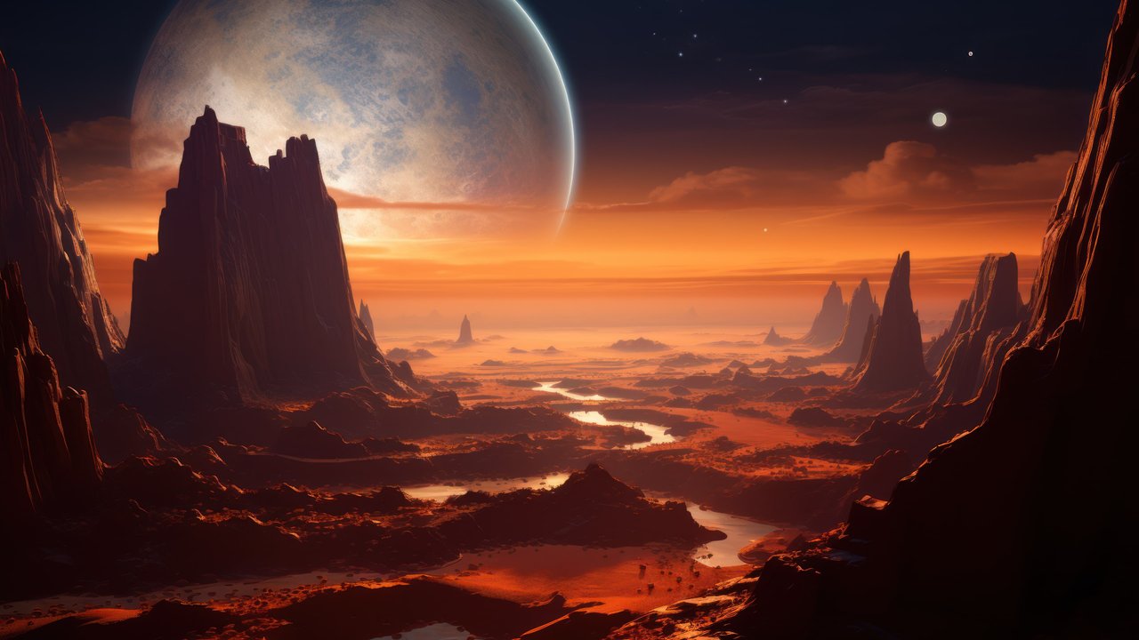 The Edge Of A Orange Tinted Canyon 4K Wallpaer