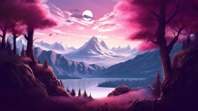 Purple Mountain Trees 4K Wallpaper