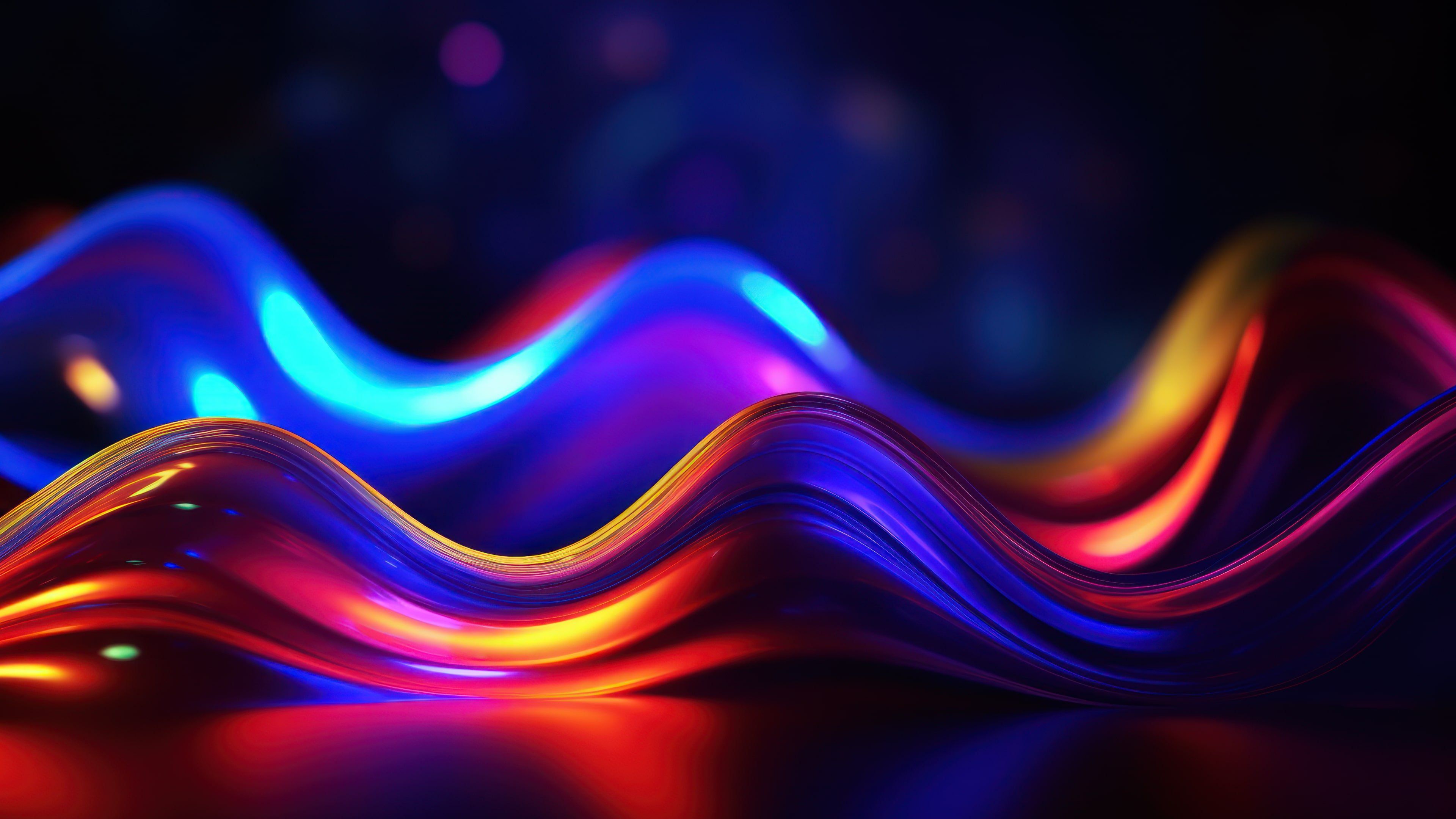 Glowing Neon Layers 4K Wallpaper