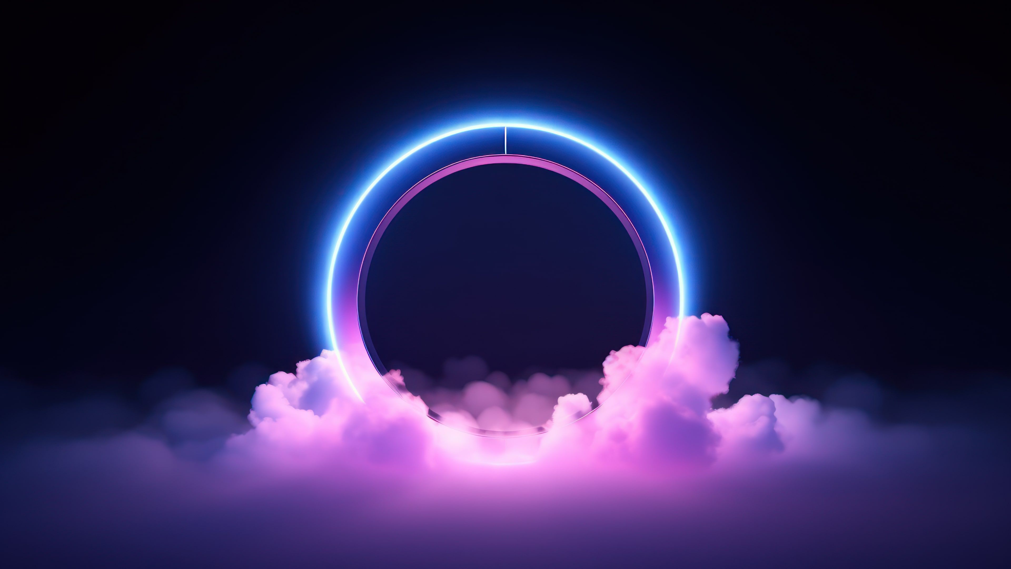 Abstract Cloud Illuminated By Neon Light 4K Wallpaper