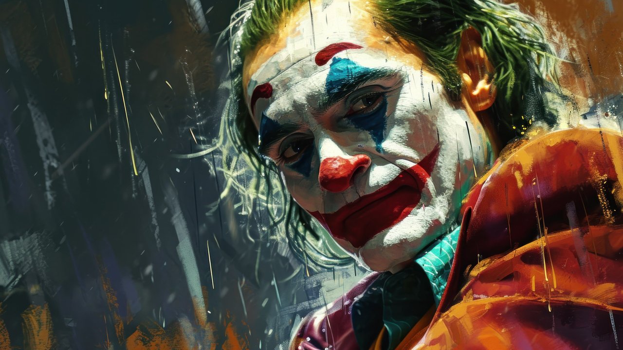 Rainy Joker Portrait Painting 4K Wallpaper