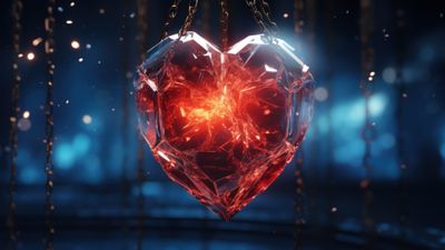 Fragile Chained Glass Heart 4K Wallpaper
