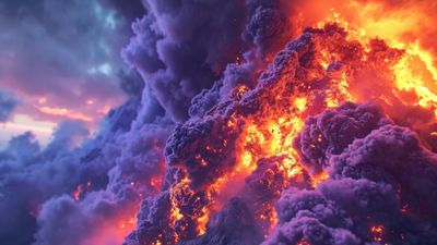 Close Up Volcanic Eruption 4K Wallpaper