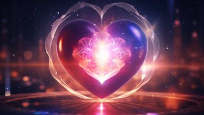 Magical Glowing Purple Heart 4K Wallpaper