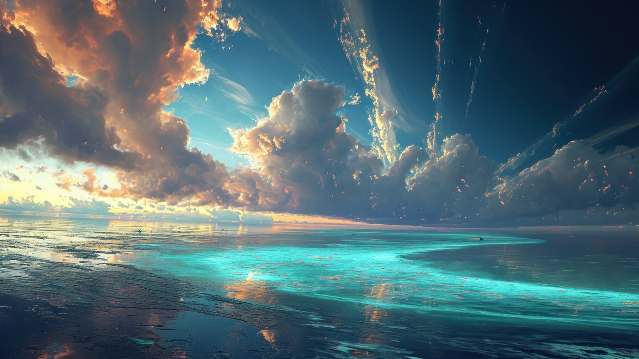 Turquoise Sea Meets Sky Wide Angle 4K Wallpaper