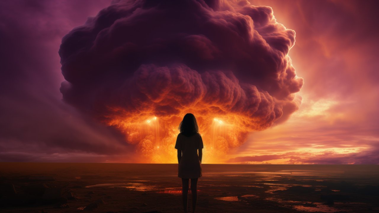 Woman Facing Smoke Cloud 4K Wallpaper