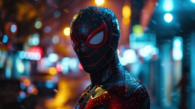 Cinematic Neon Spider Man Portrait 4K Wallpaper